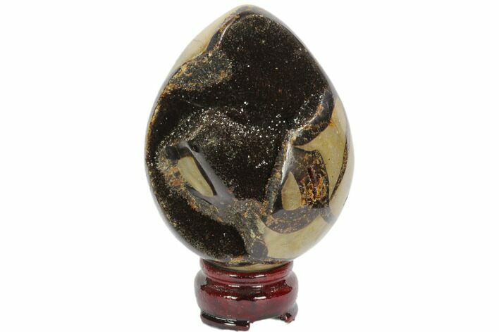 Septarian Dragon Egg Geode - Black Crystals #123013